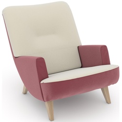 Loungesessel MAX WINZER „build-a-chair Borano“ Sessel Gr. Samtvelours, Füße Buche natur-Füße Buche natur, B/H/T: 70 cm x 75 cm x 96 cm, rosa (rose, creme) Loungesessel im Retrolook, zum Selbstgestalten