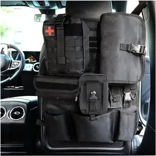 OEMASSIVE Taktisch Autositz Organizer Nylon Hängender Rückenlehnenschutz Taktische Tasche Ausrüstung mit Abnehmbaren Molle Taschen für Die Meisten Fahrzeuge