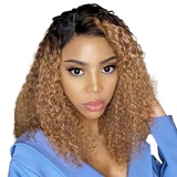 YesJYas Lace Front Wig Human Hair Bob Echthaar Perücke 4x4 Lace Front Wig Pre Plucked Ombre Brown Wig Body Wave HD Lace Front Wig 1B/27 Color For Women 12 Zoll