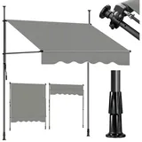 Sekey Klemmmarkise Markise für balkon mit Kurbel Sonnenschutz ohne Bohren UV-beständig B x H: 300 x 212-310 cm, Hellgrau grau 300 cm