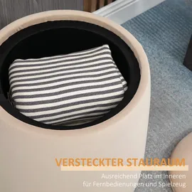 Homcom 2-in-1 Ottomane Sitzhocker Rund Inklusive Stauraum Beige Ø44 cm x 47,5cm