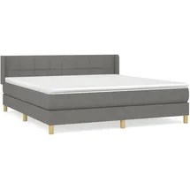 vidaXL Boxspringbett mit Matratze Dunkelgrau 160x200 cm Stoff