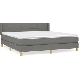 vidaXL Boxspringbett mit Matratze Dunkelgrau 160x200 cm Stoff