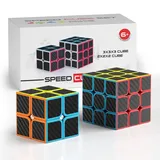 Vdealen Zauberwürfel Set Speed Cube von 2x2 3x3 Zauberwürfel Original, Magic Cube für Anfänger und Fortgeschrittene, Geschenk für Kinder Teenager Erwachsene(Kohlefaser-Aufkleber)