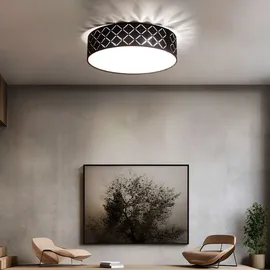 GLOBO RGB LED Deckenleuchte Textil schwarz gold, satiniert, Fernbedienung dimmbar, 2x 8,5w 806lm Warmweiß, Dxh 38x10 cm