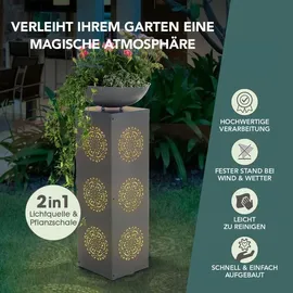 EasyMaxx LED-Dekosäule Metall 87 cm inkl. Pflanzschale Grau