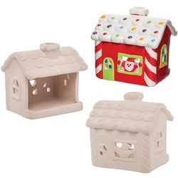 Santa's Workshop Keramik Teelichthalter (pro Set 3) Bastelaktivitäten zu Weihnachten