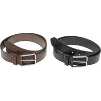 URBAN CLASSICS Woven Embossed Synthetic Leather Belt 2-Pack in