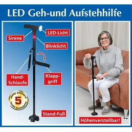 Maximex Multifunktionaler Gehstock mit LED-Licht und Aufstehhilfe schwarz
