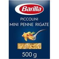 Barilla Pasta Piccolini Mini Penne Rigate aus hochwertigem Hartweizen mit einer Kochzeit von nur 6 Minuten, 500g