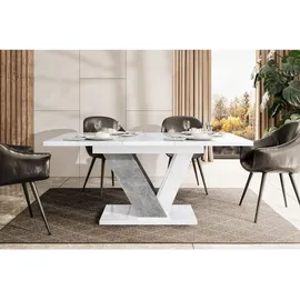 altdecor Esstisch Weiß Hochglanz, Grau, Rechteckig,Rechteckig, Bodenplatte, 80x75x120 cm, Esszimmer, Tische, Esstische