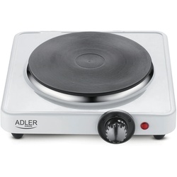 Adler AD6503 Elektroherd, Kochzone 18,5 cm, stufenlos regelbarer Thermostat, Kompakt, Camping, 1500W, Weiß
