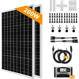 200W Solarpanel Monokristallin Solarmodul Solar Set für Wohnwagen Camping Balkon