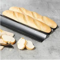 Hi Haushalt International Baguetteblech mit 3 Mulden mit Antihaft-Beschichtung