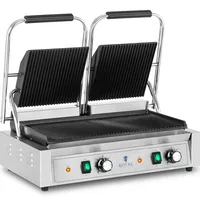Royal Catering Doppel Kontaktgrill - 3.600 W - geriffelt