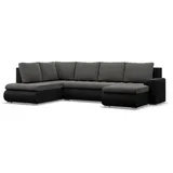 mebligo Eckcouch Textil 3-Sitzer Dunkelgrau