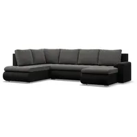 mebligo Eckcouch Textil 3-Sitzer Dunkelgrau