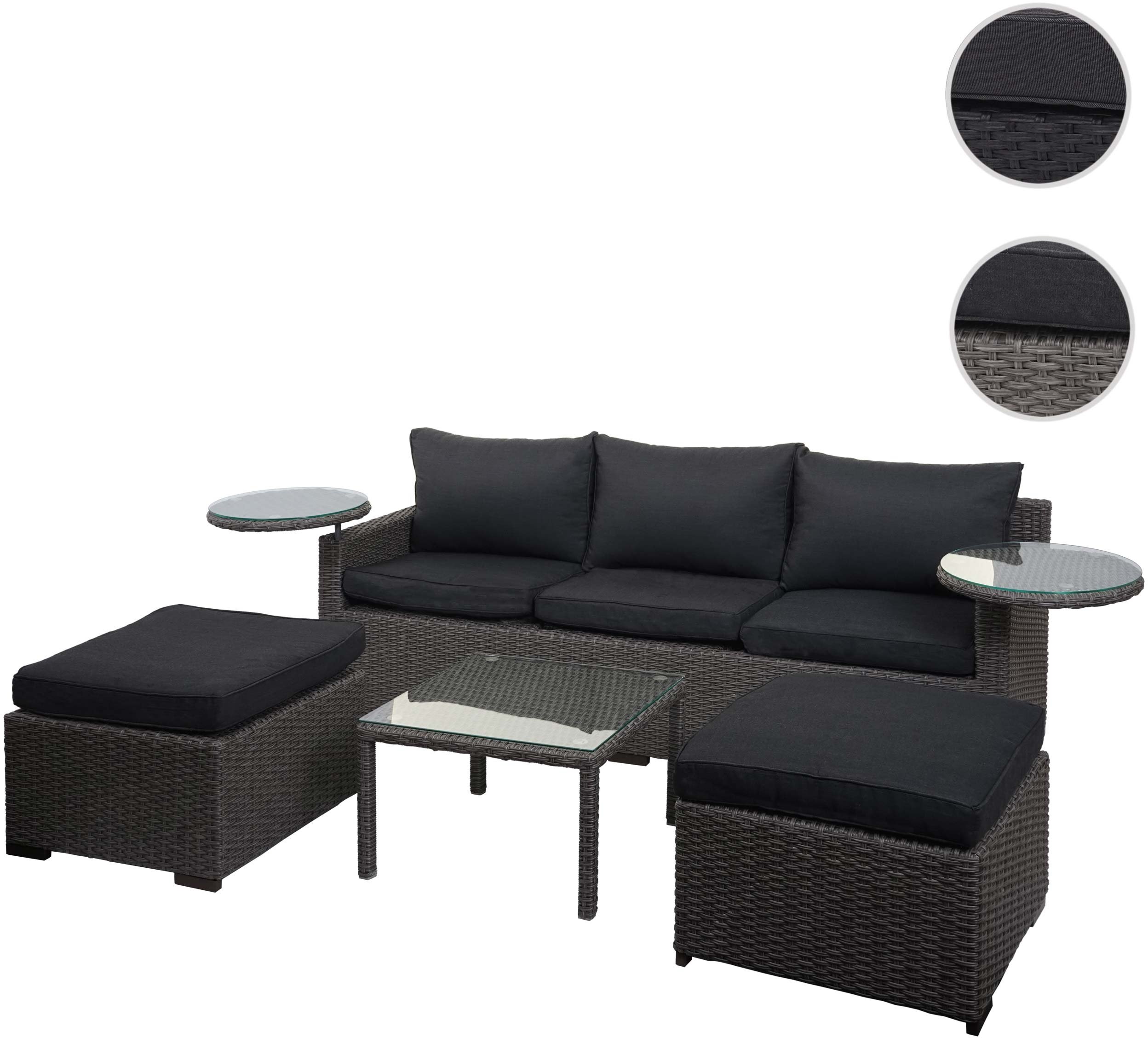 Poly-Rattan Garnitur HWC-J38, Garten-/Lounge-Set Sitzgruppe, Spun Poly halbrundes Rattan ~ grau, Kis