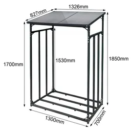 SCHMIDT security tools Kaminholzregal Aluminium 130 x 70 x 185 cm grau