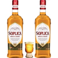 2 Flaschen Soplica Haselnuss - Orzech Laskowy 28% - 2x0.5l + Gratis Soplica Pinnchen/Schnapsglas