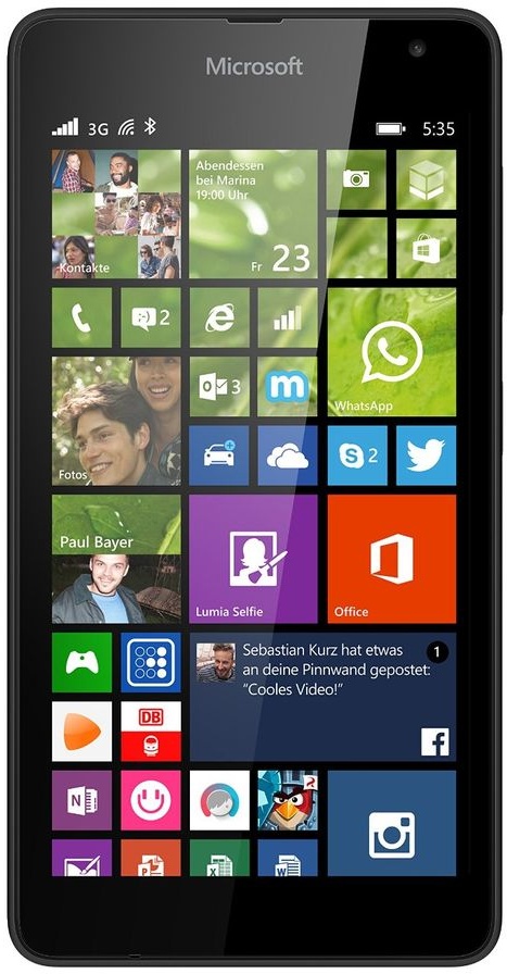Microsoft Lumia 535 Windows 8.1 8GB Smartphone schwarz (ohne Branding) - DE Ware