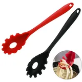 TSUOUKL 2 Stück Spaghettilöffel, Silikon Spaghettilöffel Set, Pastagabel, Pastalöffel Silikon, Hitzebeständiger Nudellöffel Zum Kochen,Spaghettilöffelheber