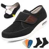 Diabetiker Schuhe Herren damen Extra Weit Klettverschluss Senioren Schuhe Für Geschwollene Füße Breite Füße Orthopädische Schuhe Herren Gesundheitsschuhe Diabetiker Hausschuhe,Schwarz,48EU - 48 EU