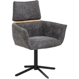 Livetastic Armlehnstuhl, Dunkelgrau, Holz, Metall, Textil, Kautschukholz, massiv, X-Form, 62x86x56 cm, gepolsterte Armlehnen, Esszimmer, Stühle, Esszimmerstühle, Armlehnenstühle