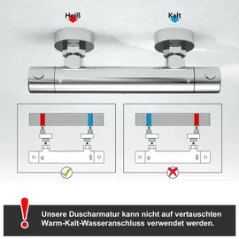 dylin gmbh Thermostat Duschsystem mit Duscharmatur Chrom 70cm