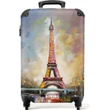 NoBoringSuitcases.com NoBoringSuitcases.com® Koffer Handgepäck Trolley Rollkoffer Kleine Reisekoffer mit 4 Rollen - Eiffelturm - Ölgemälde - Paris - Cabin Size < 55x... - Bunt