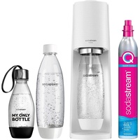 SodaStream Wassersprudler Trinkwassersprudler Terra Weiß inkl. CO2-Zylinder, (Komplettset, Vorteilspack), 3 Flachen (2x 1 Liter und 1x 0,5 Liter) schwarz