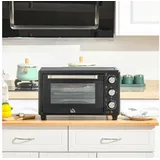HOMCOM Minibackofen Backofen 10 L 750W 100-230°C mit Backblech Pizza-Ofen, zum Grillen, Backen, Toasten, Schwarz schwarz 46 cm x 29 cm x 38.5 cm