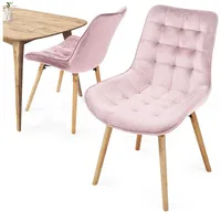 MIADOMODO Esszimmerstuhl Esszimmerstühle Wohnzimmerstühle Küchenstuhl Samt Polster gesteppt (2 St) rosa