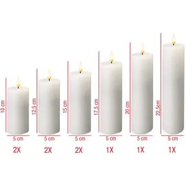 Mobili Rebecca Led-Kerzen, Weiß, Kunststoff, 5x22x5 cm, Dekoration, Kerzen Led Kerzen