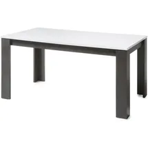 furn.design Esstisch weiß Hochglanz grau Küchentisch ausziehbar mit Einlegeplatte - Weiß/Grau