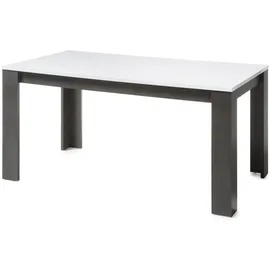 furn.design Esstisch weiß Hochglanz grau Küchentisch ausziehbar mit Einlegeplatte - Weiß/Grau