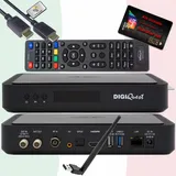 DIGIQuest TiVuSat Smartcard Schwarz + DIGIQuest Q99 4K Receiver mit WiFi Stick - tivùsat zertifiziert (bereits aktiviert), HEVC HDR, Rai Mediaset LA7, PVR ready, LAN, inkl. HDMI Kabel