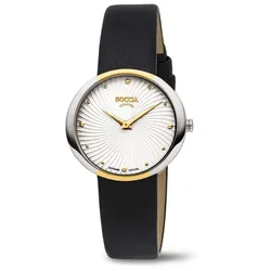 Boccia Damen Armbanduhr Trend 3364-03 Titan bicolor Lederband schwarz