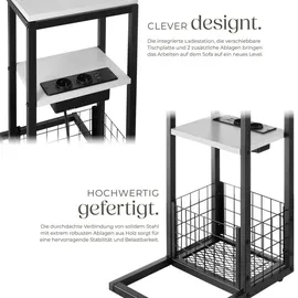 Tectake Laptop-Beistelltisch, Rhea, C-Form, mit Ladestation