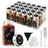 CLP Gewürzgläser eckig 24er Set (120ml), Gewürzstreuer klein mit Streueinsätzen und Etiketten, inkl. Trichter und Reinigungsbürste Farbe Silber Material Edelstahl