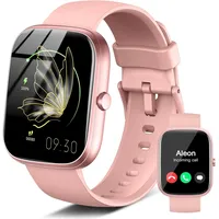 Smartwatch Damen Herren mit Telefonfunktion, Smart Watch mit Schlafmonitor SpO2 Herzfrequenz, 1.91" Fitnessuhr Schrittzähler Uhr, 110+ Sportmodi, IP68 Wasserdicht Fitness Tracker für Android iOS Pink
