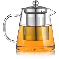 450ml Glasteekanne mit Glas-Sieb und Deckel, Premium Teekanne aus Glas Teebereiter mit Siebeinsatz, Teebereiter mit Edelstahlsieb, Glass Tea Pots pour Thé en Vrac, Tisane, Fruits