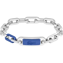 Armkette LACOSTE "CREW, 2040368, 2040370", blau (edelstahlfarben, blau), Armbänder, Herren, Edelstahl-Aluminium, Edelstahl, Aluminium