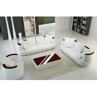 JVmoebel Sofa Ledersofa Designer Sofa Couch 3+2+1 Sofagarnitur Couchgarnitur Sofas Garnitur weiß