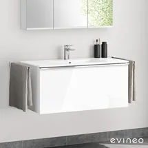 Evineo ineo4 Unterschrank B: 100 cm, 1 Auszug, mit Griff, für evineo ineo Waschtisch,, BE0207WH,