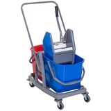 Homcom Wischwagen mit 2 Eimern Systemwagen mit 4 leichtgängigen Rollen Metall+PP Blau+Rot 73 x 45 x 92 cm (LxBxH)