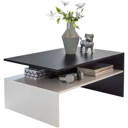 KADIMA DESIGN Moderner zweifarbiger Couchtisch in Schwarz und Weiß, 90x60 cm, Melaminharzbeschichtung