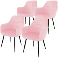 4er Esszimmerstühle Wohnzimmerstühle Stuhl aus Samt Küchenstuhl Set Rosa