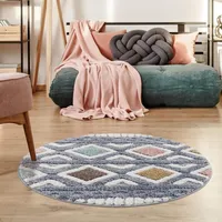 Carpet City "Focus 3382", bunt (mehrfarbig), H:20mm Ø:200cm, Polypropylen,