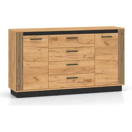 Feldmann-Wohnen Kombikommode 160 x 90 x 40 cm Gold / Braun / Schwarz